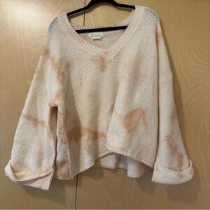 Anthropologie peach and cream sweater
